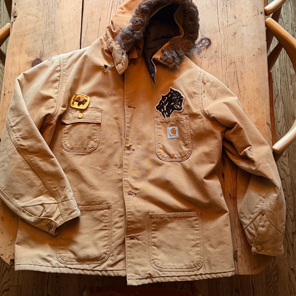 Carhartt Tan Blanket Lined Canvas Jacket with Hood - Picture 9 of 14